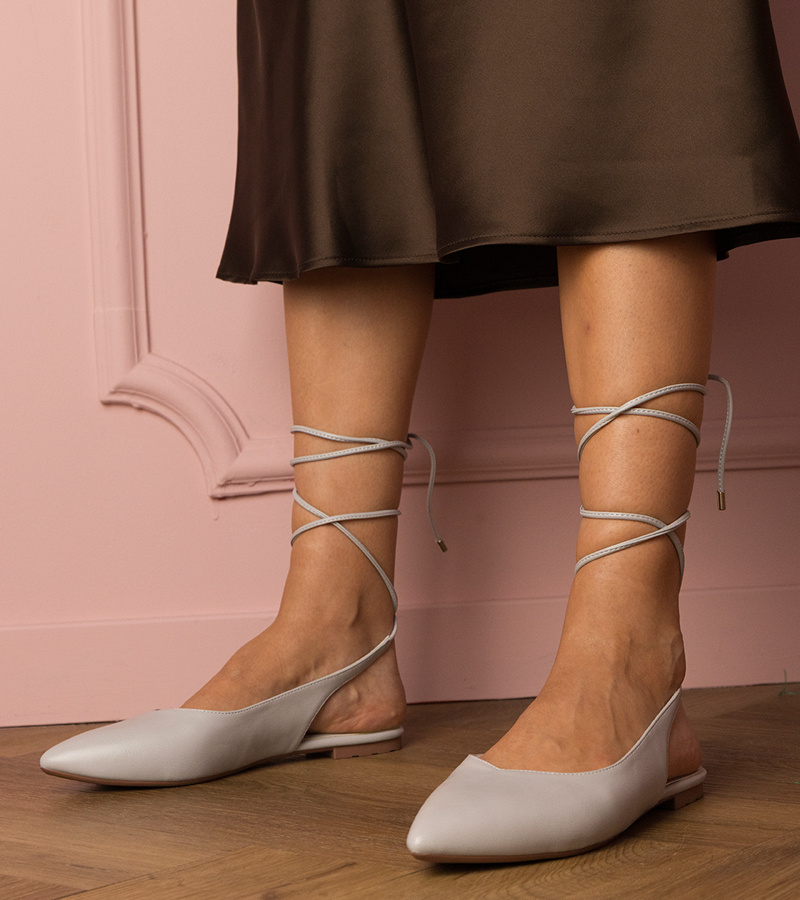 Gemre Pantofi gri cu toc jos din piele ecologică Terry