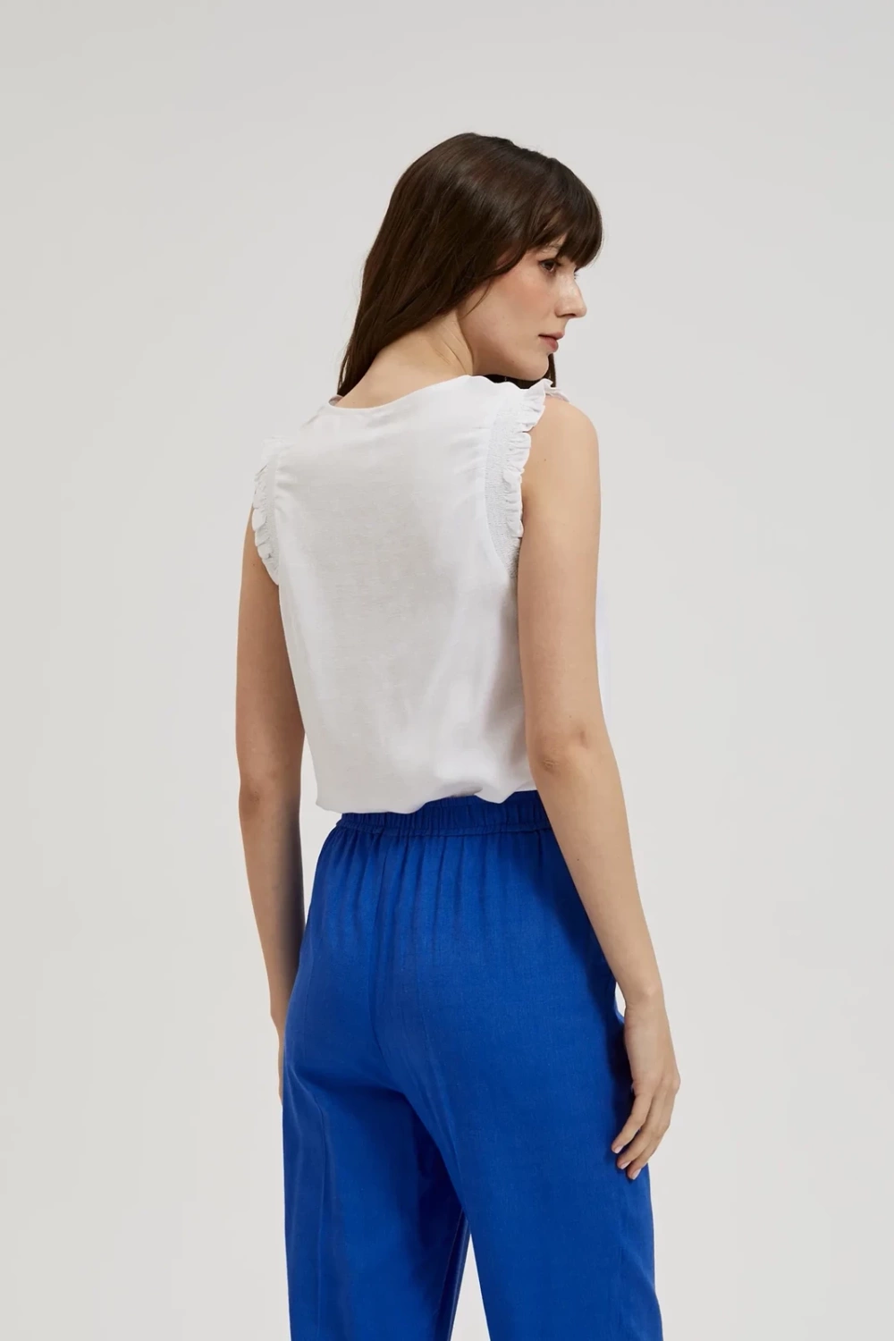 Women's tank top with ruffles MOODO - white