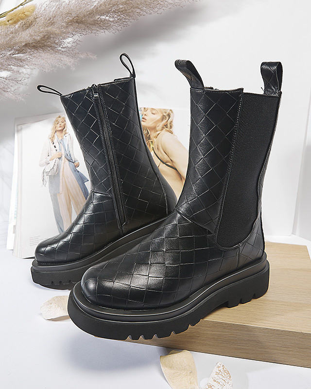 Resti Black women&#039;s boots with embossing Ahetto- Footwear