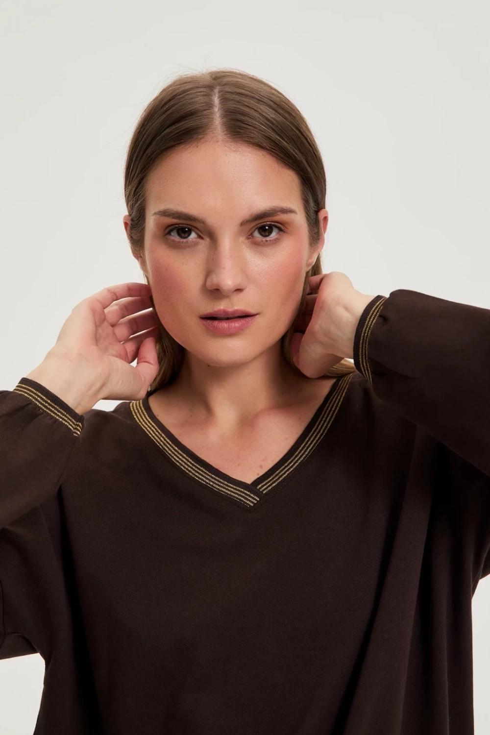 Marisse WOMEN'S SWEATSHIRT Z-BL-4801 BROWN