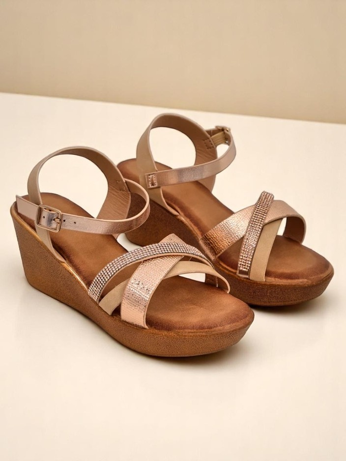 Resti Women's wedge sandals with rhinestones and glitter Glittera