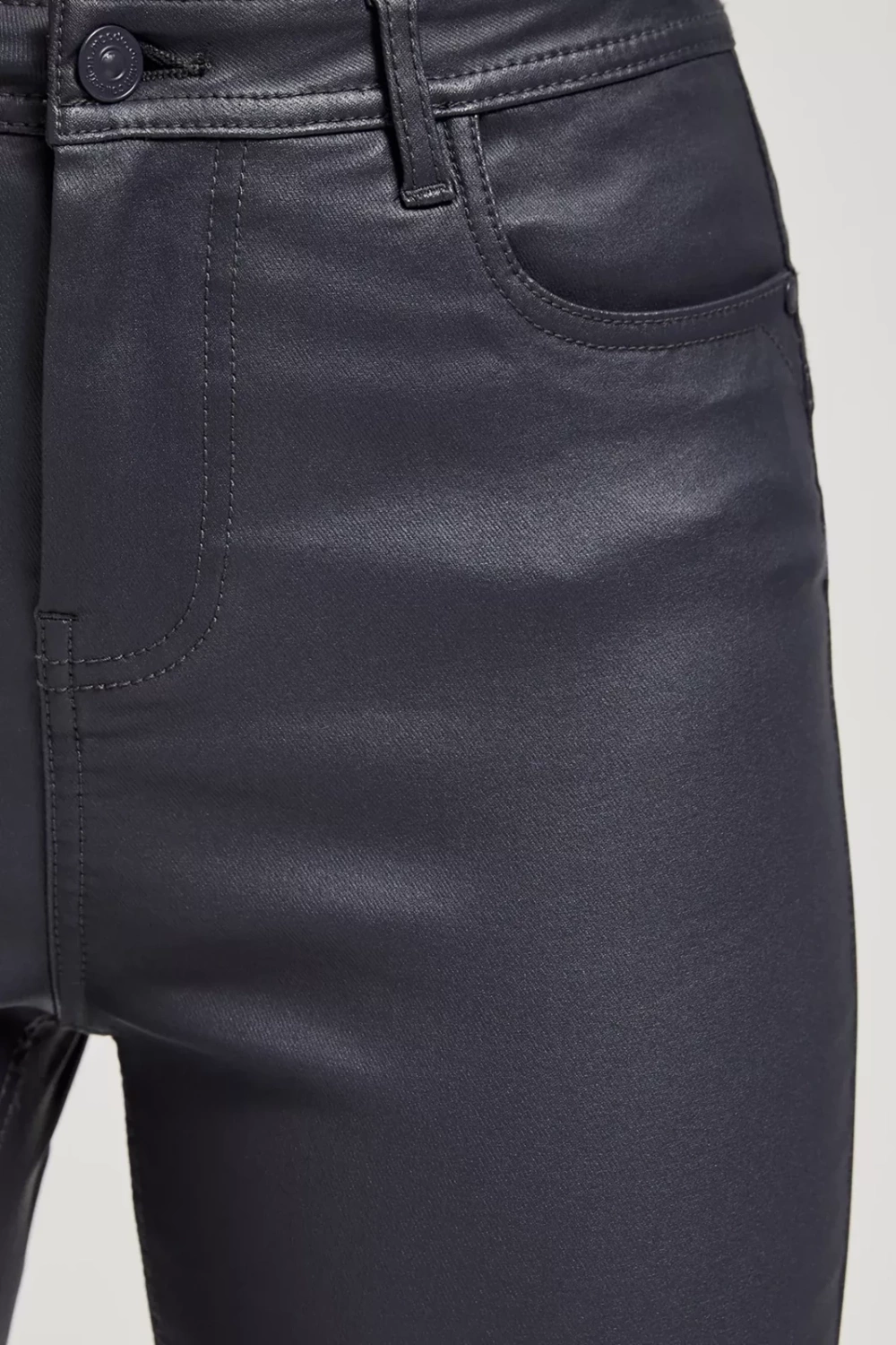 Marisse Waxed Skinny Trousers, Gray