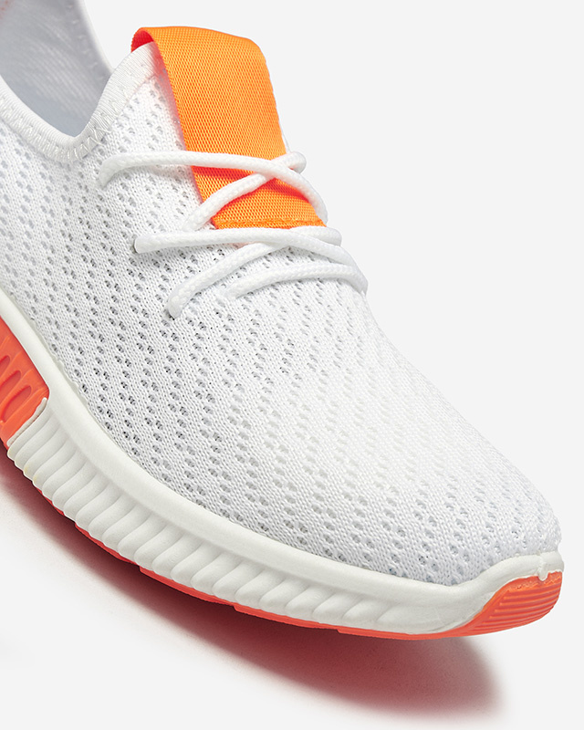 Resti White women&#039;s sports shoes with orange inserts Kedeti - Footwear