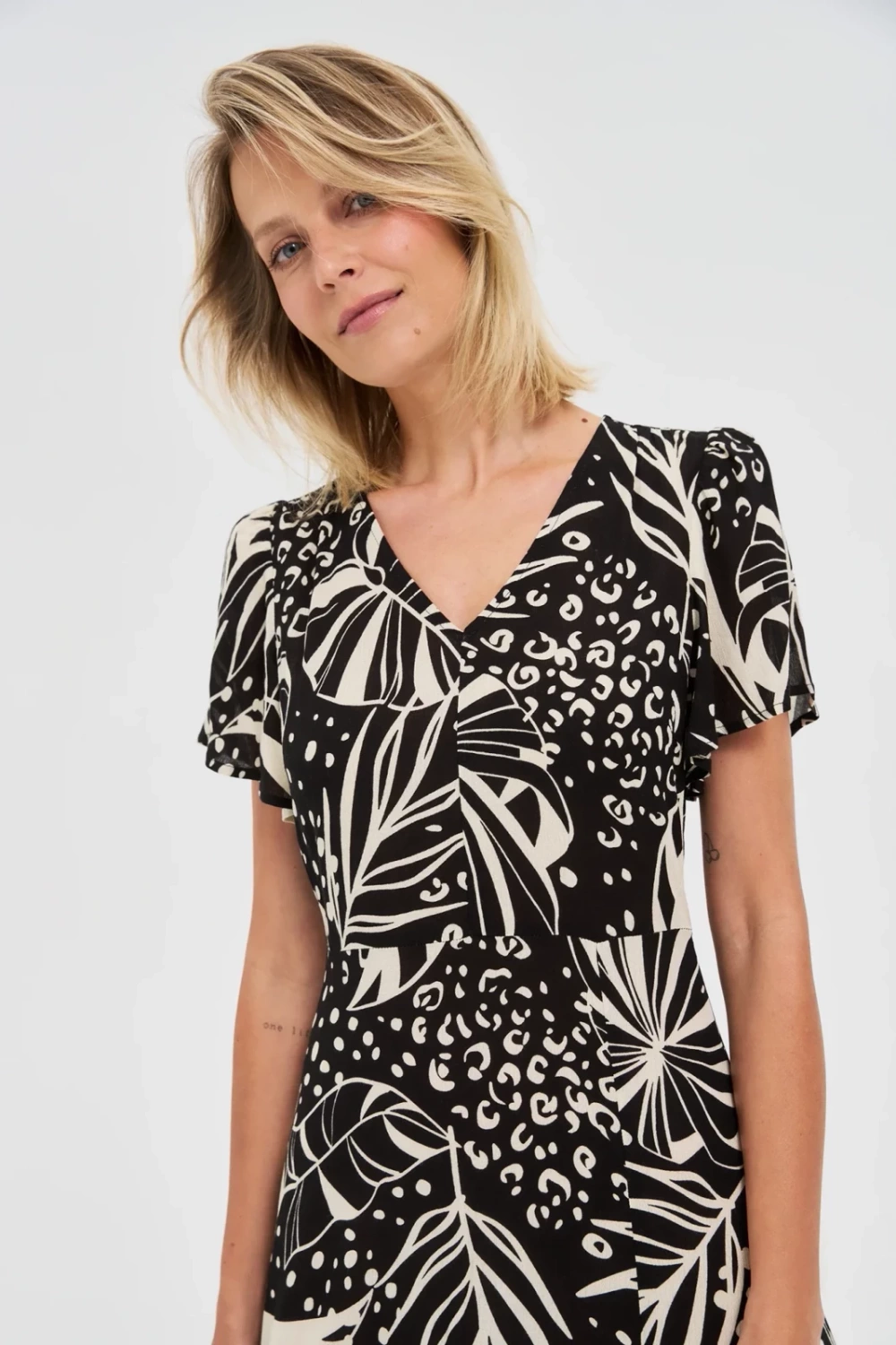 Marisse Viscose Dress With A Pattern, Black