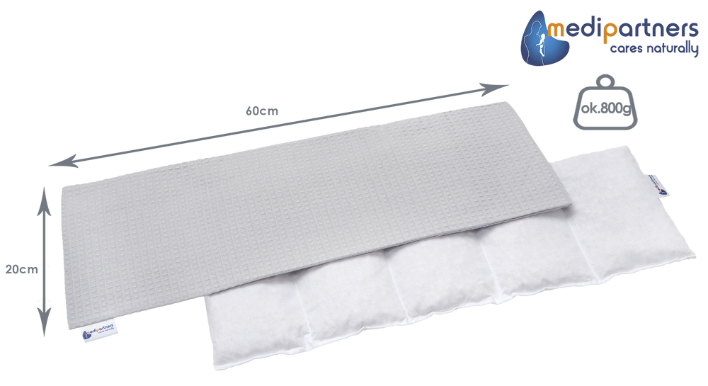 Medi Partners Thermophor with cherry seeds large 20x60 – 5 chambers Waffle – Gray
