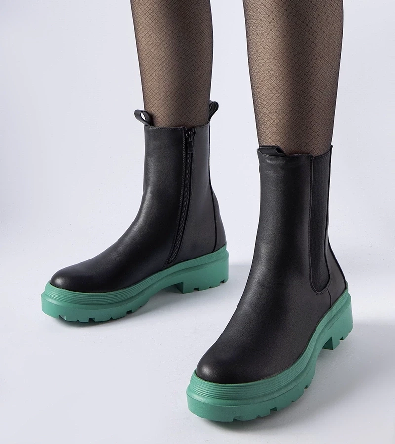 Gemre Botine negre cu talpă verde Georgette