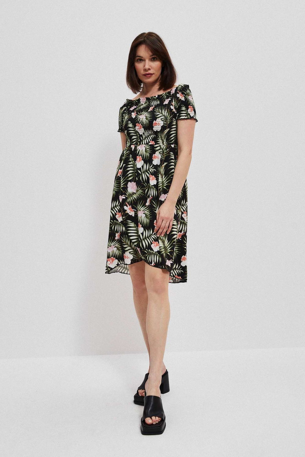 Marisse Dress With A Floral Motif L-Su-3757 Black