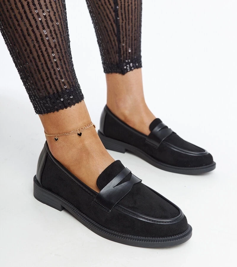 Gemre Mocasini de daim negri Floretta