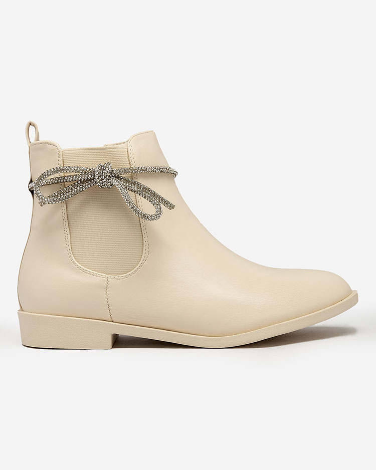 Resti Cream women&#039;s boots a&#039;la sztyblety with zircons Tardere