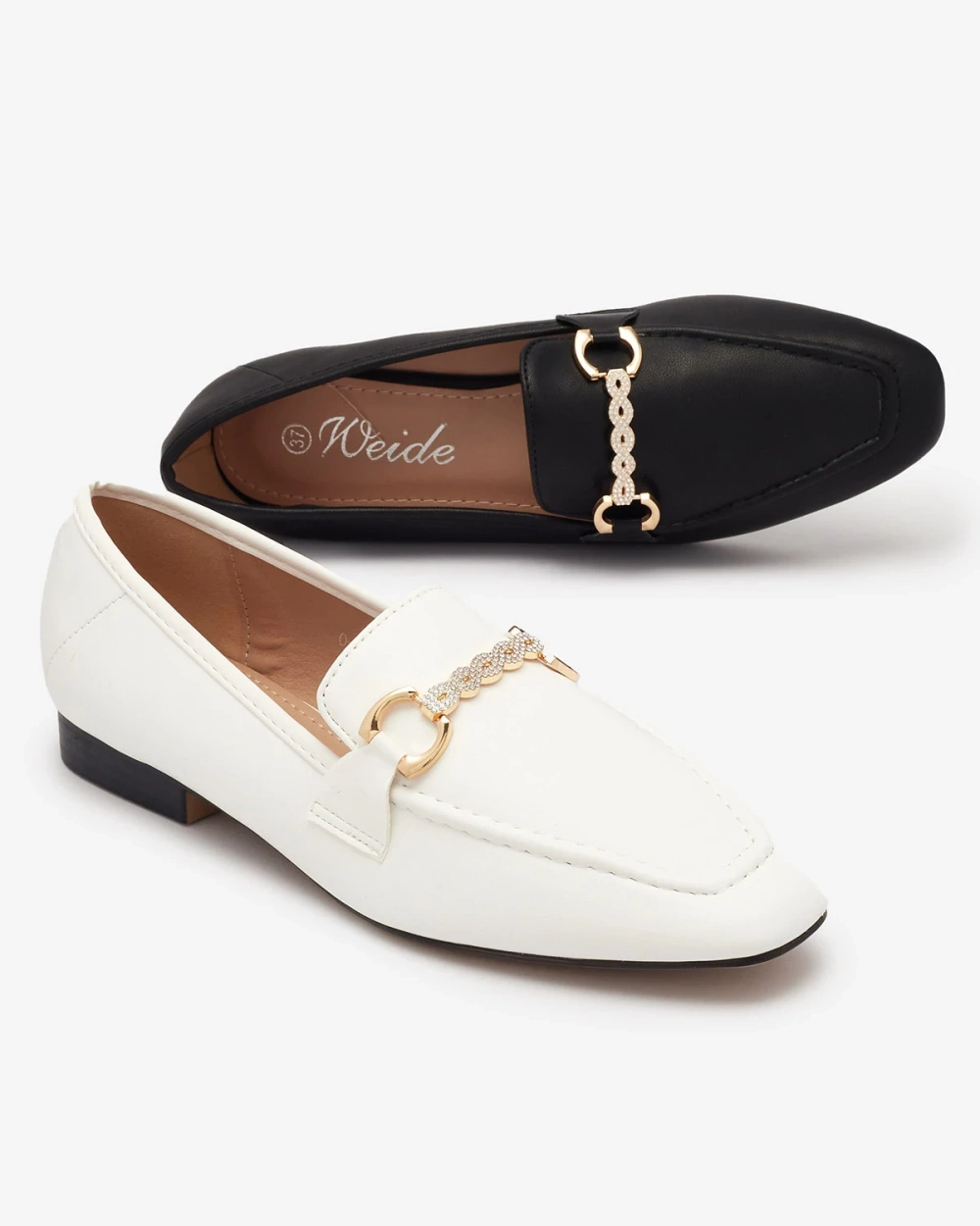 Resti Black women&#039;s moccasins with gold embellishment Suletta- Footwear