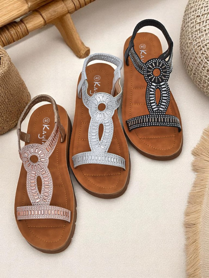 Resti Royal Fashion Women's Ava Shine sandals with decorative straps