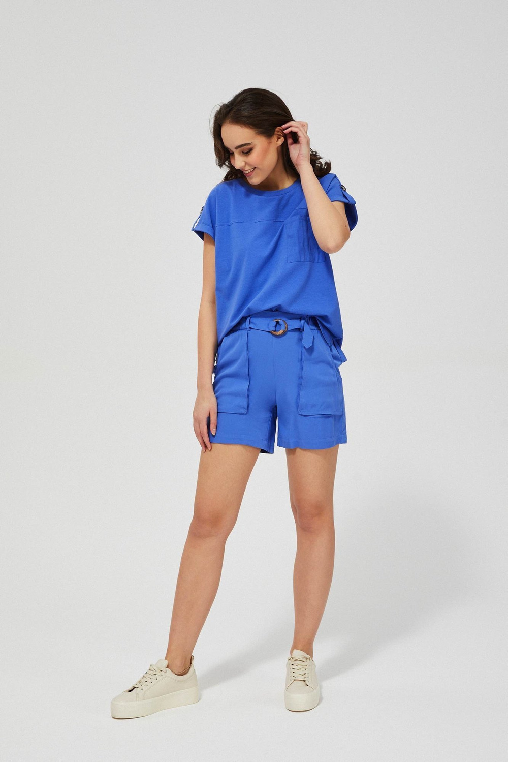 Pantaloni scurți de vâscoză - albastru