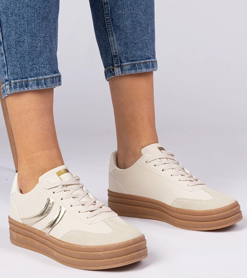 Gemre Adidași bej damă cu detalii aurii Melly