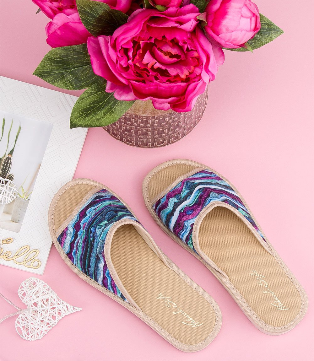 Дамски чехли NS-056 синьо-бежови