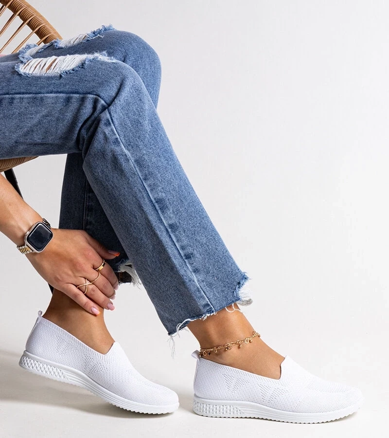 Gemre Teniși albi Abadly de tip slip-on