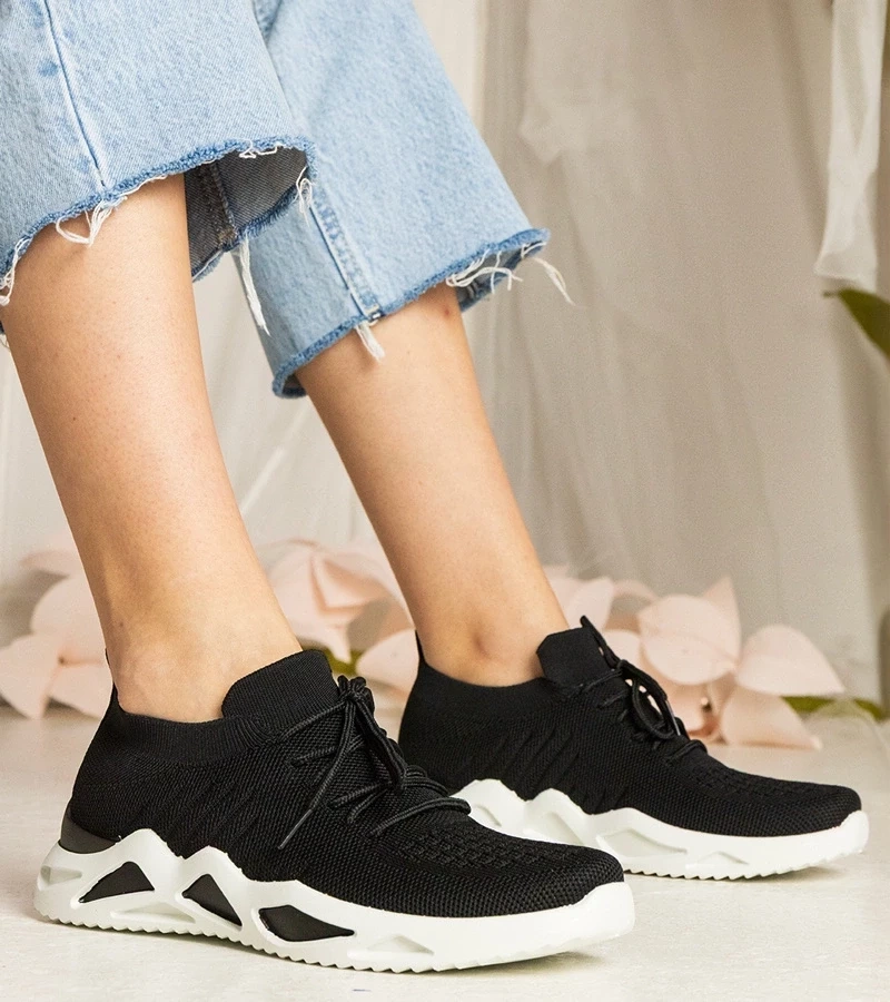 Gemre Adidași negri de damă cu guler tip șosetă Miyana