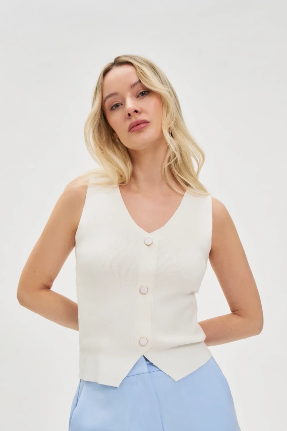 Marisse Women's T-Shirt L-Ts-4713 Off White