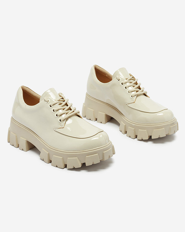 Resti Women's light beige lacquered lace-up shoes Ginara - Footwear
