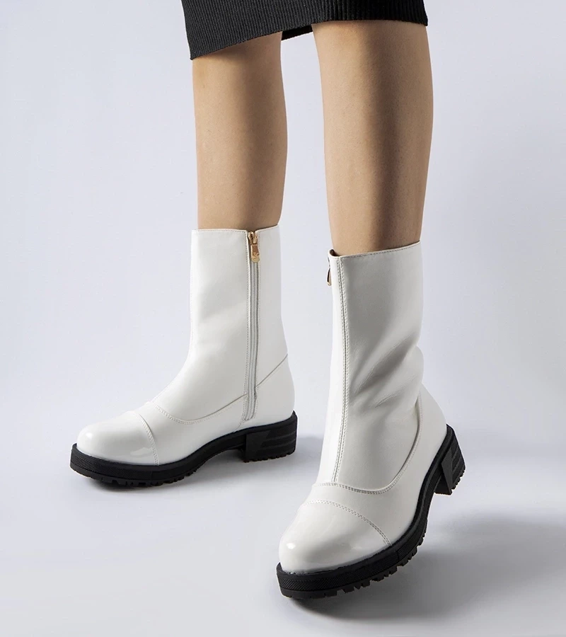 Gemre Botine clasice albe căptușite Monsanpolo