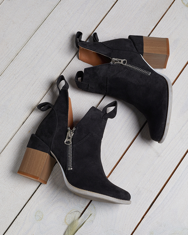 Resti Black women&#039;s boots on a square post Darera - Footwear