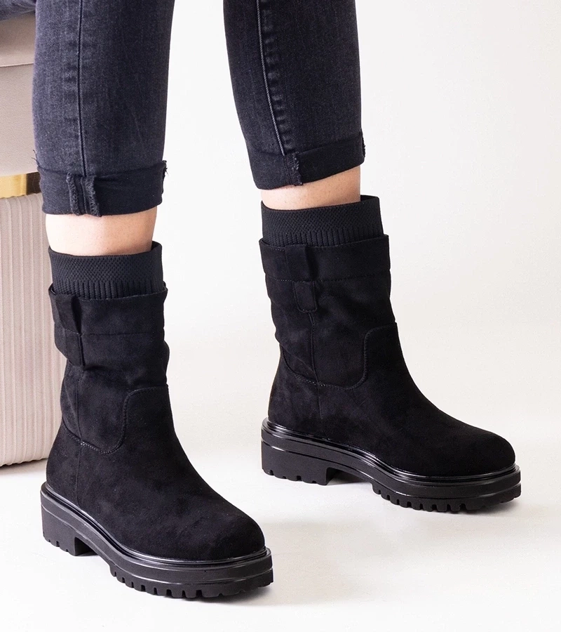 Gemre Botine negre cu șosetă Ralia.