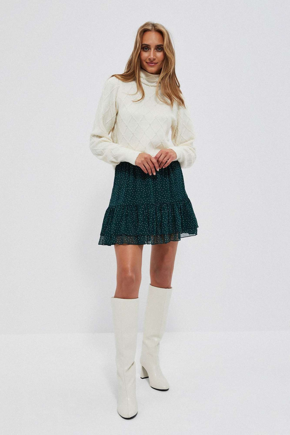 Turtleneck with geometric stitching