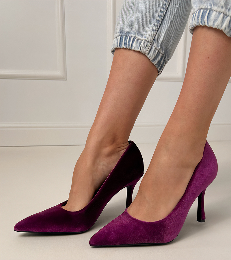 D/CEO Purple Velvet Stiletto Pumps Bales