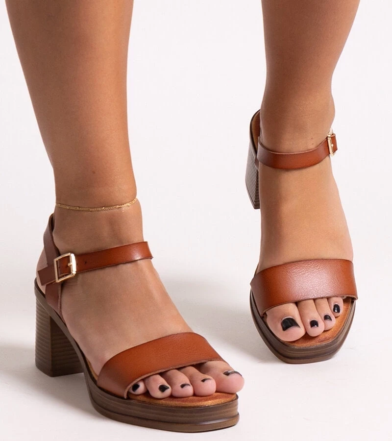 Gemre Sandale maro pe toc masiv Ghana