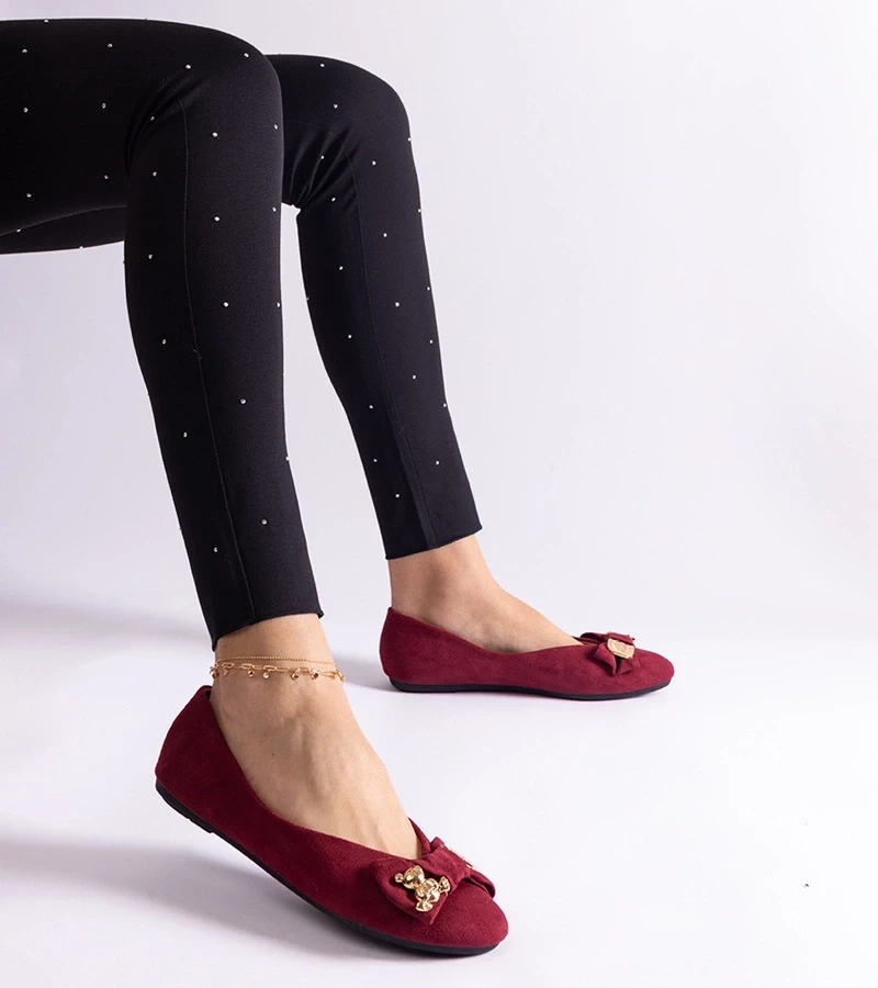 Gemre Balerini bordo decorați cu fundiță și broșă Esdras