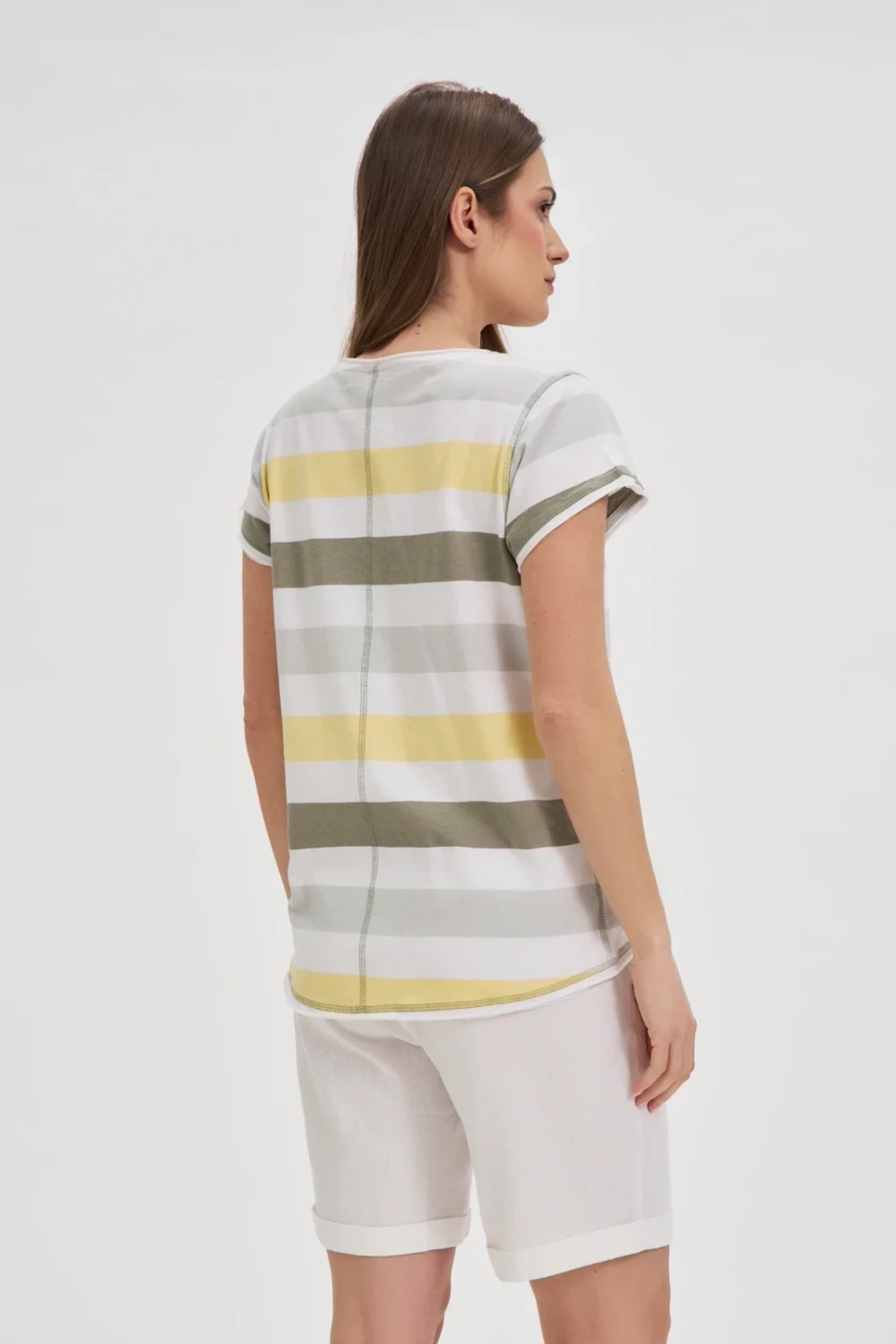 Marisse White Striped Cotton T-Shirt