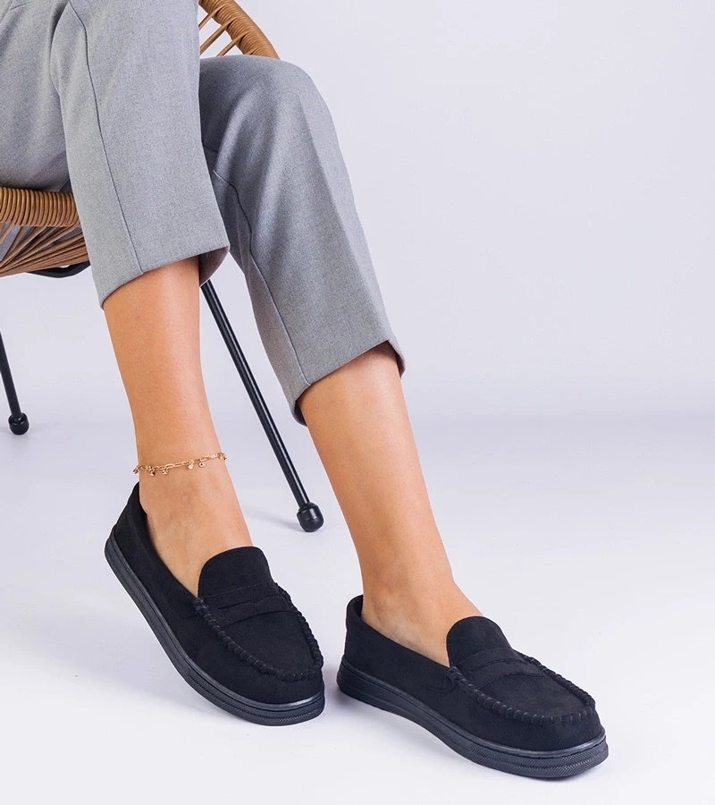 Gemre Mocasini negri de damă din piele ecologică Sevilia