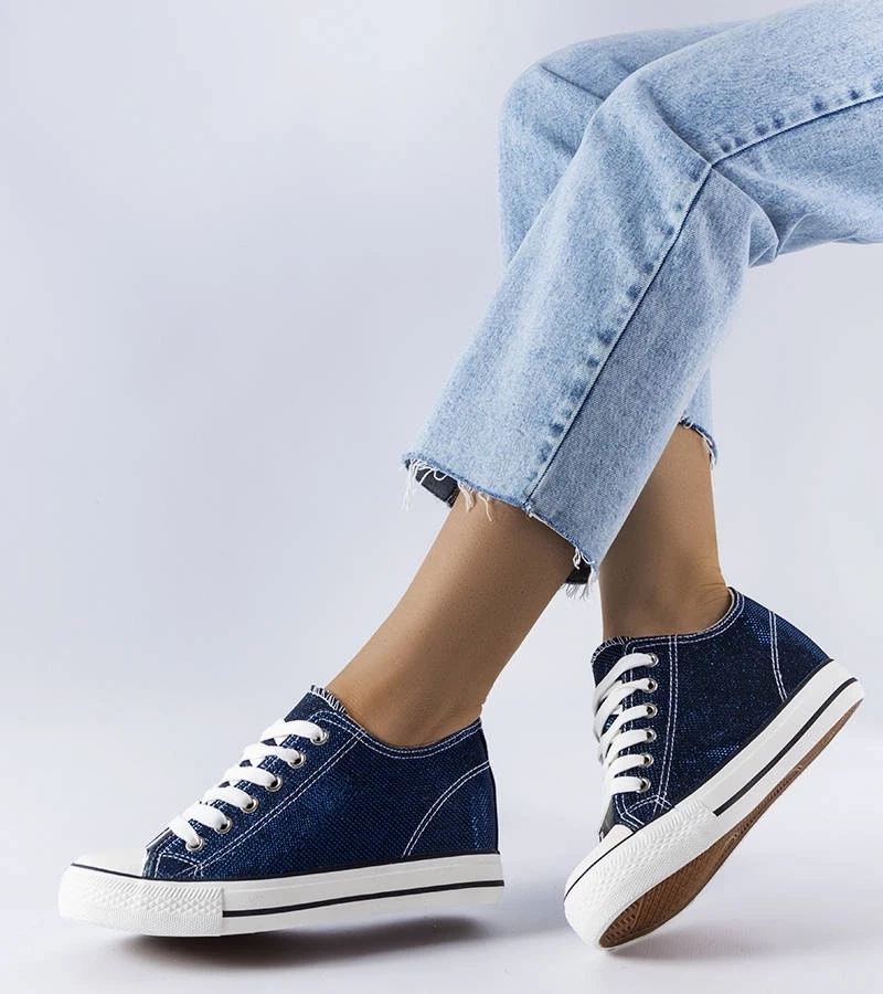 Gemre Crete pantofi de sport cu platformă cu sclipici albastru marin