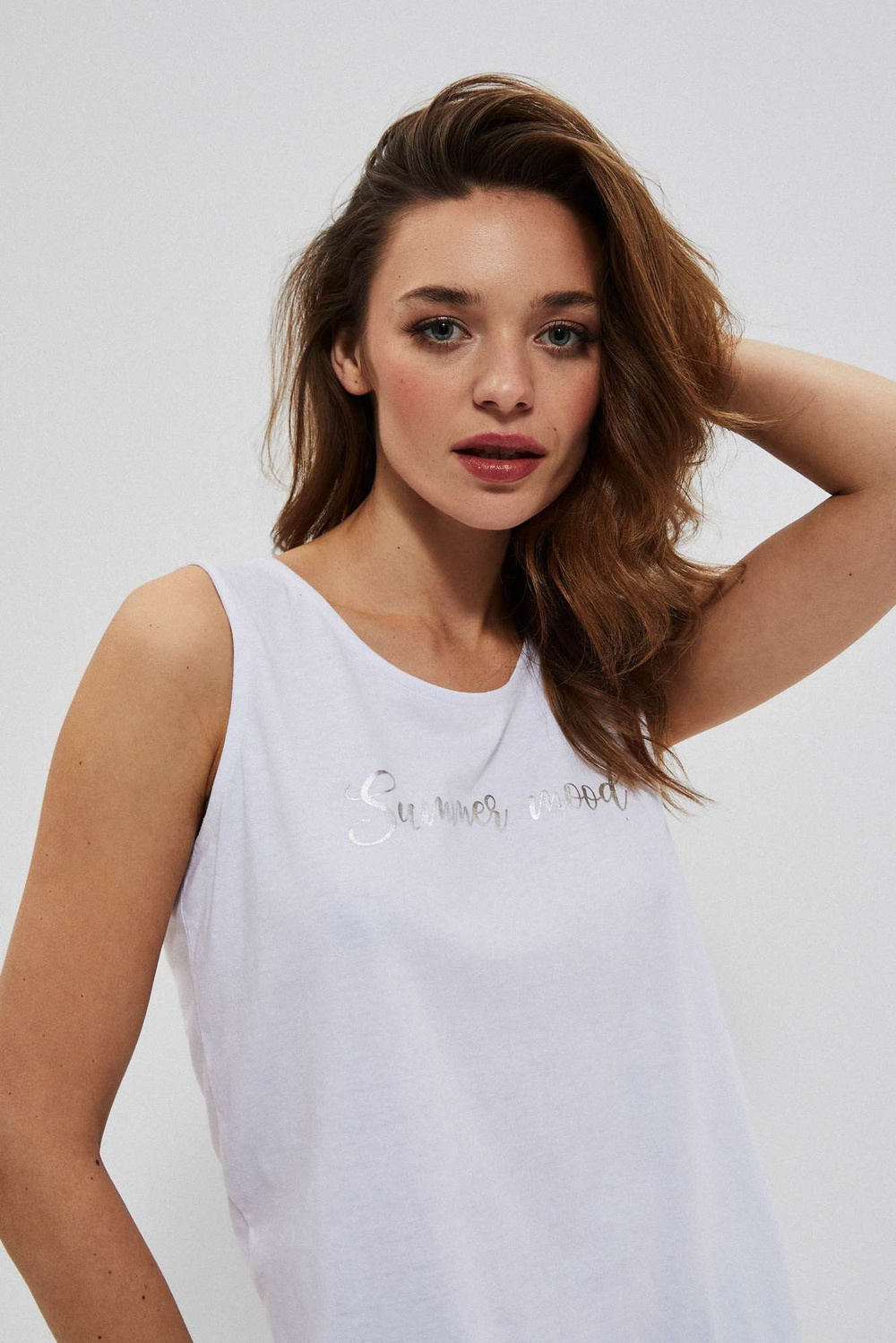 Marisse T-Shirt With Metallic Print L-Ts-3834 White