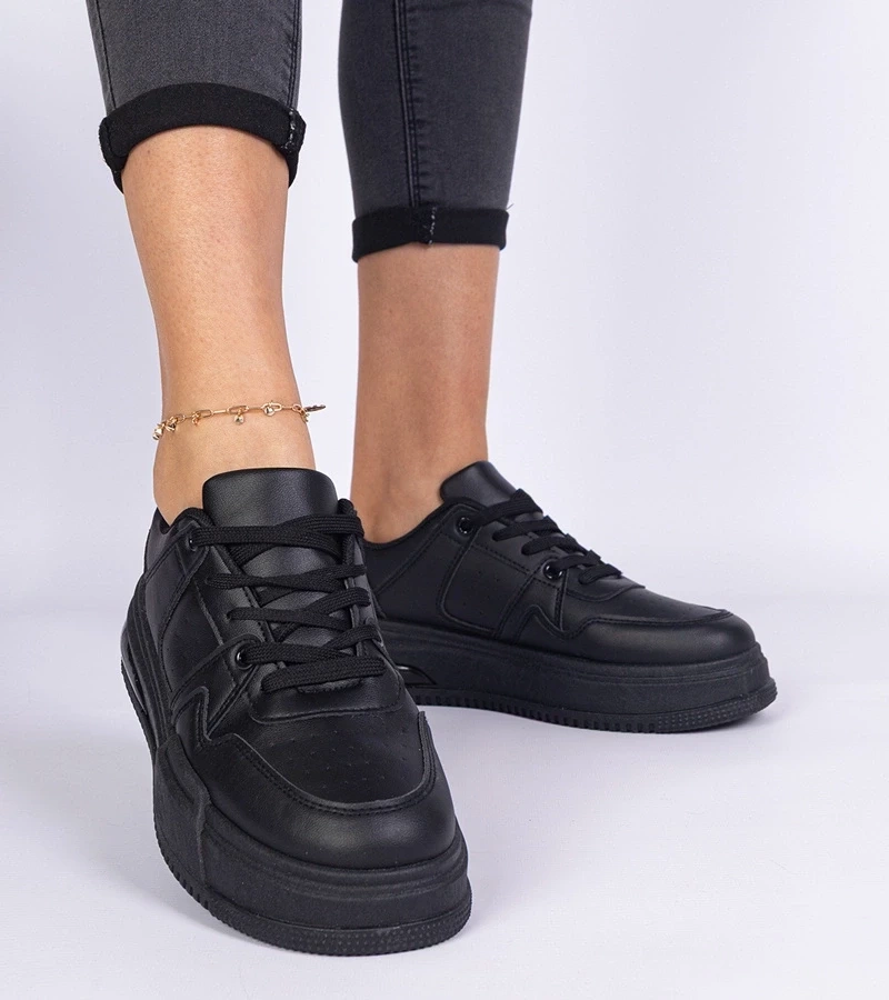 Gemre Adidași negri de damă cu talpă groasă Rossio