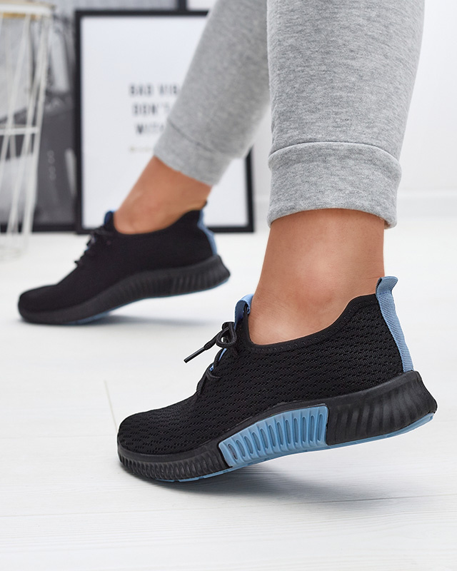 Resti Black womens sports shoes with blue inserts Keteti - Footwear