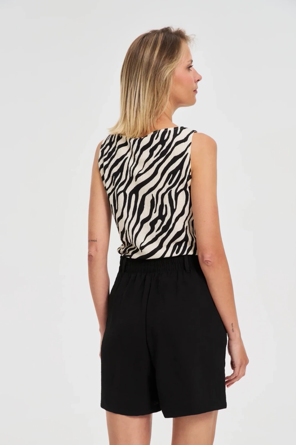 Marisse White Animal Print Top