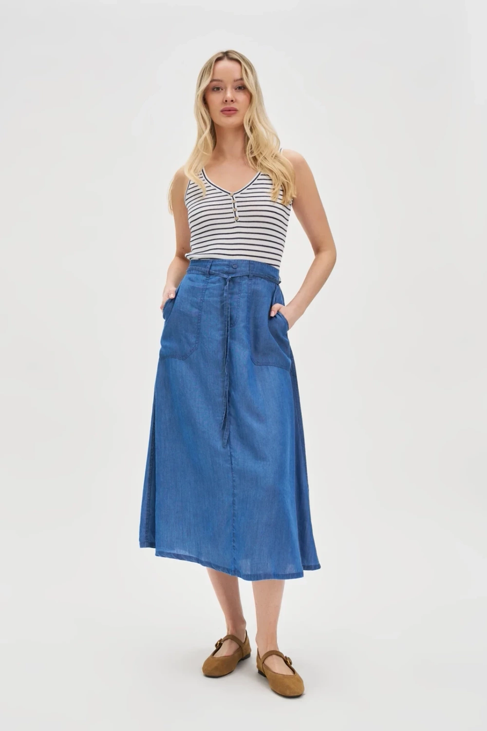 Marisse Women's T-Shirt L-Ts-4680 White_Navy