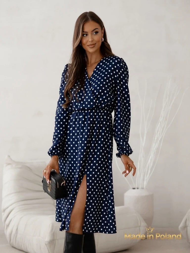 Resti Women's Midi Dress in Polka Dots Midnight Bloom