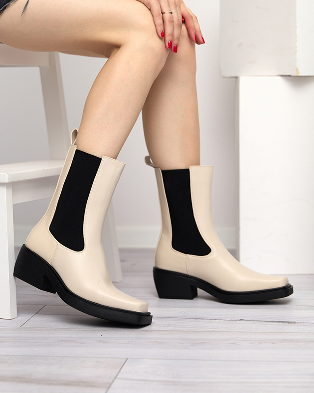 Resti Beige womens high slip boots Darran - Footwear