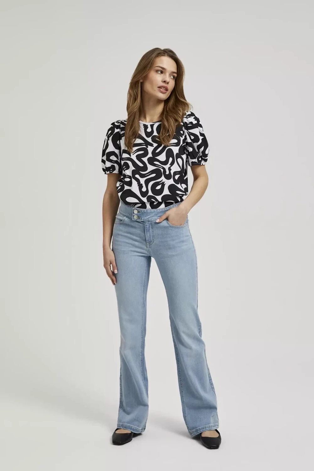 Marisse Women's Blouse L-Ts-4342 Black_White