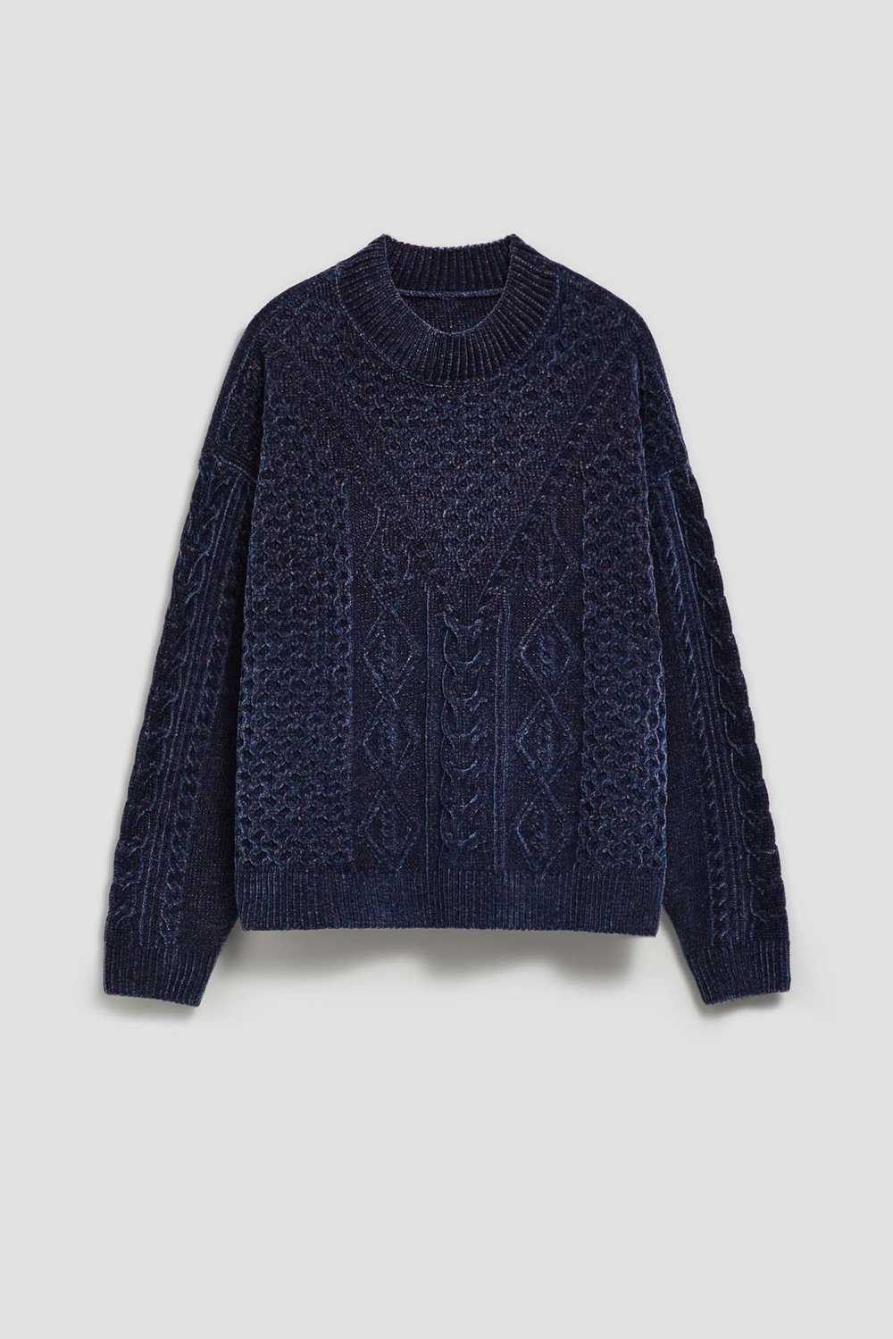 Marisse Navy Blue Sweater With Decorative Weave