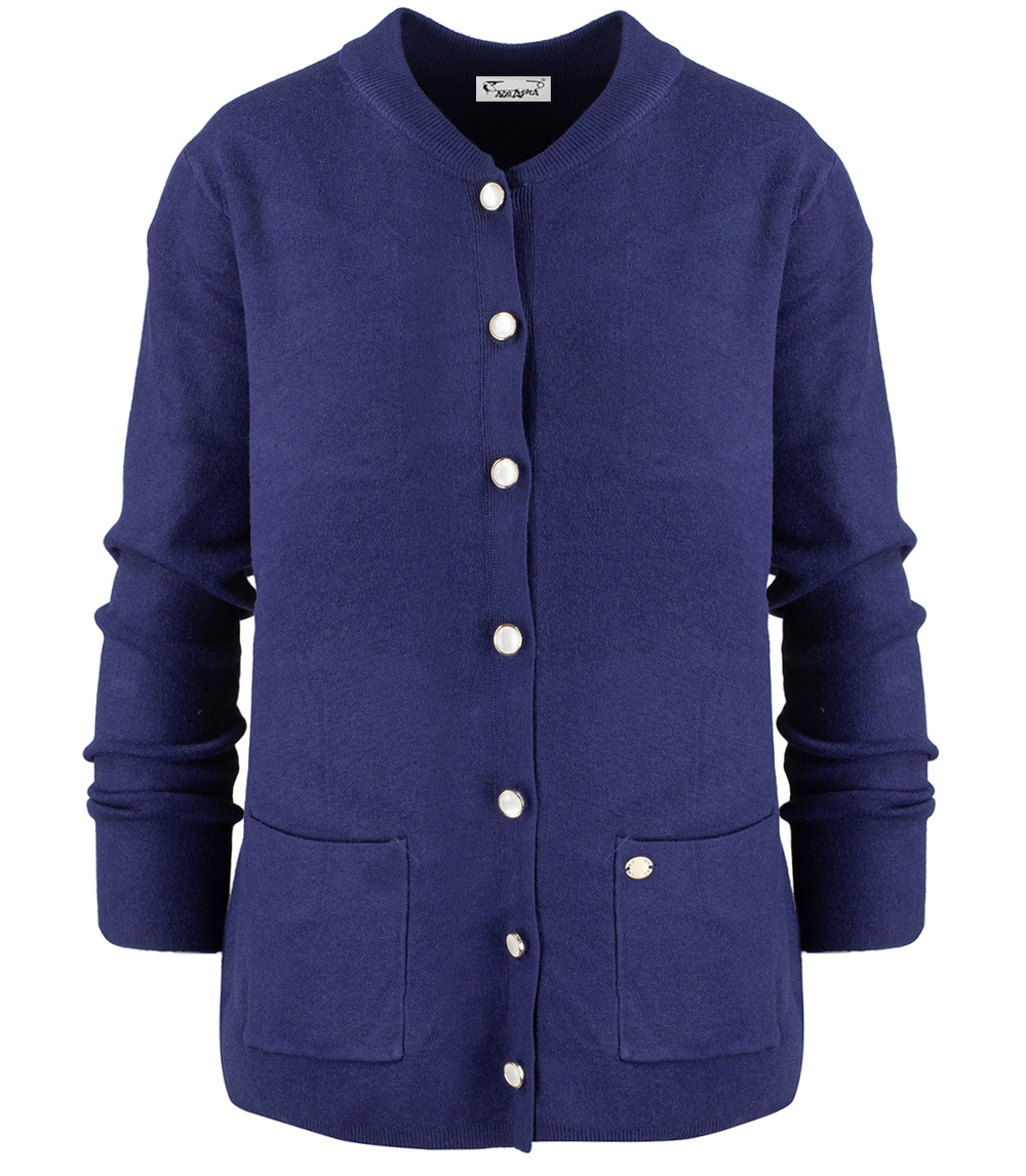 Pri Classic warm thick short cardigan sweater EMILIA decorative buttons