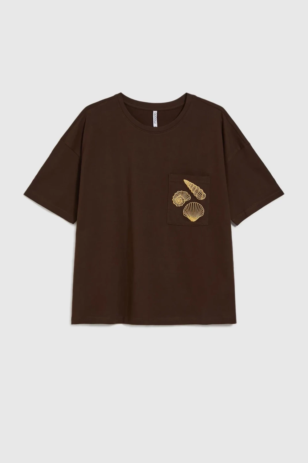 Marisse Brown T-Shirt With A Hat On The Pocket