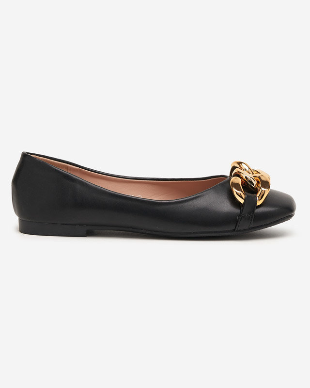 Resti Black women&#039;s eco-leather ballerinas with golden gassi decoration - shoes