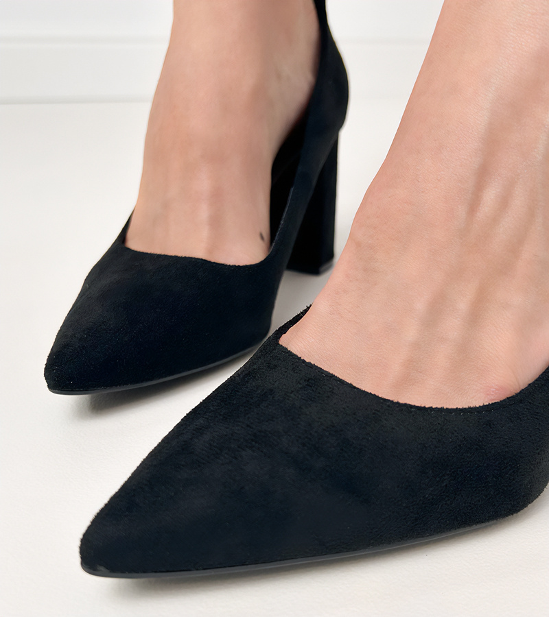 marka niezdefiniowana Pantofi negri cu toc gros, cataramă și cristale Vellus