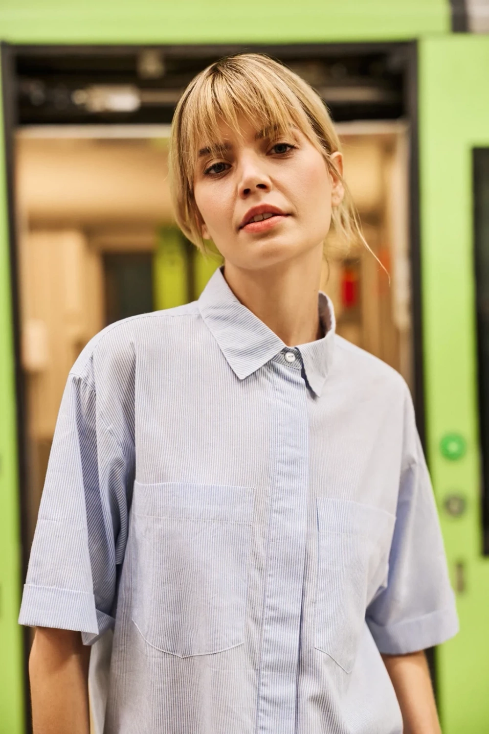 Marisse Light Blue Striped Cotton Shirt