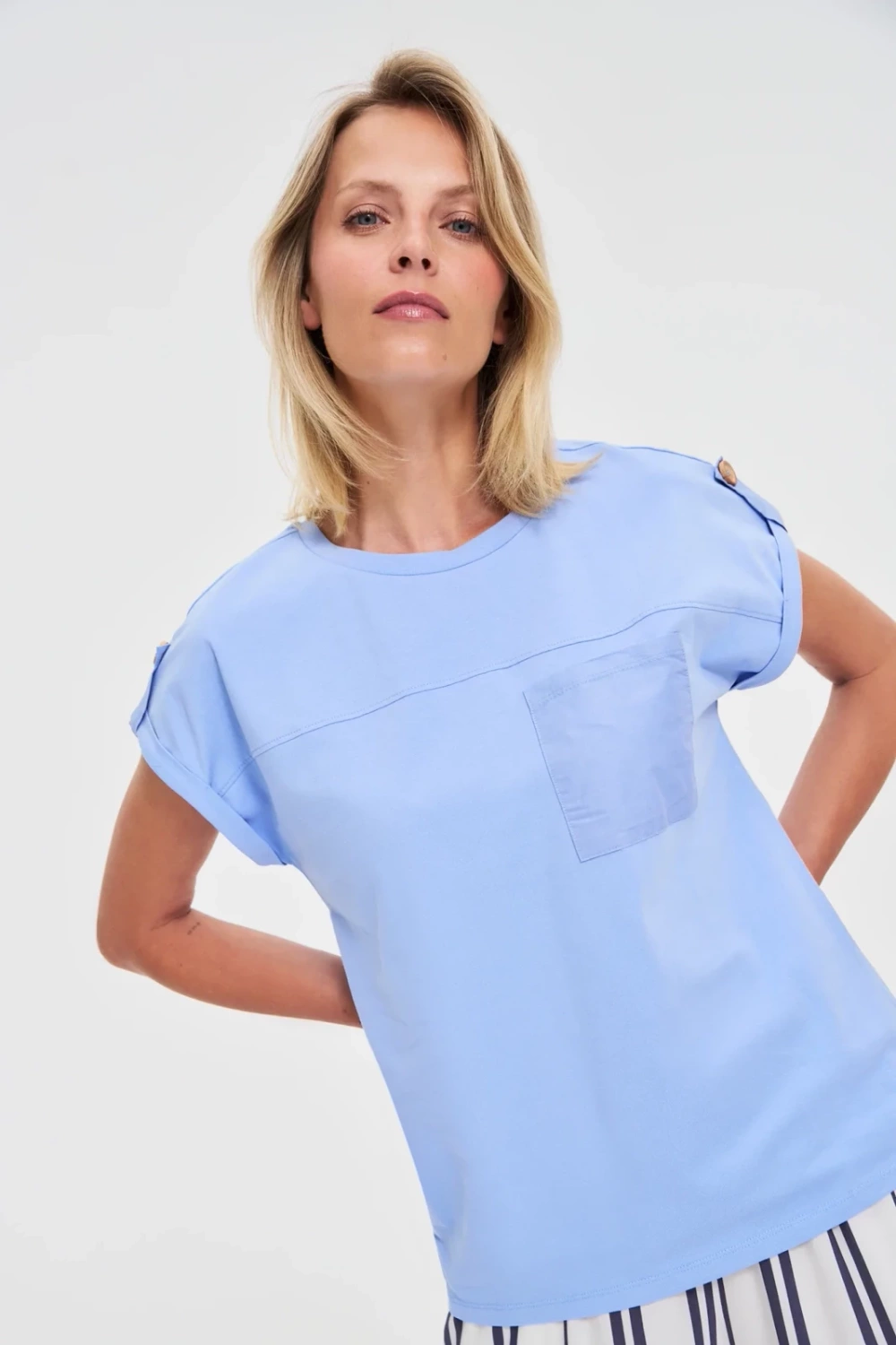 Marisse T-Shirt With A Pocket, Blue