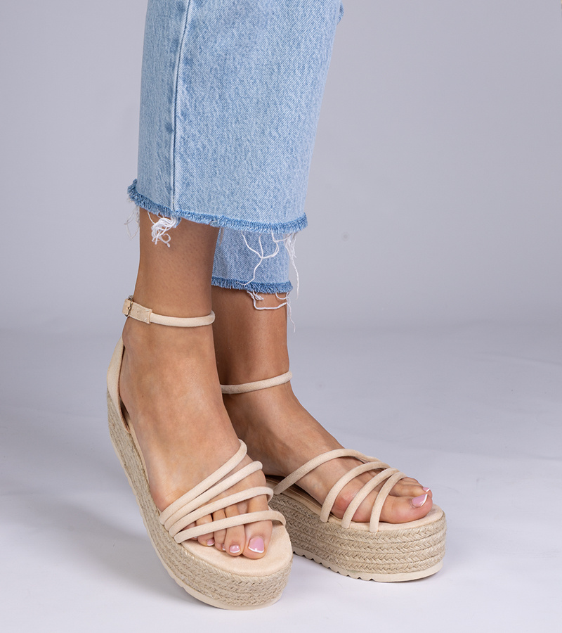 marka niezdefiniowana Beige platform espadrille sandals Panola
