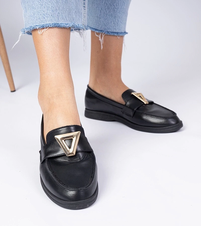 Gemre Mocasini negri de damă cu ornament elegant Viletta