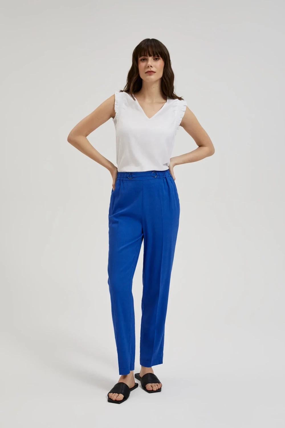 Women's canvas pants MOODO - blue